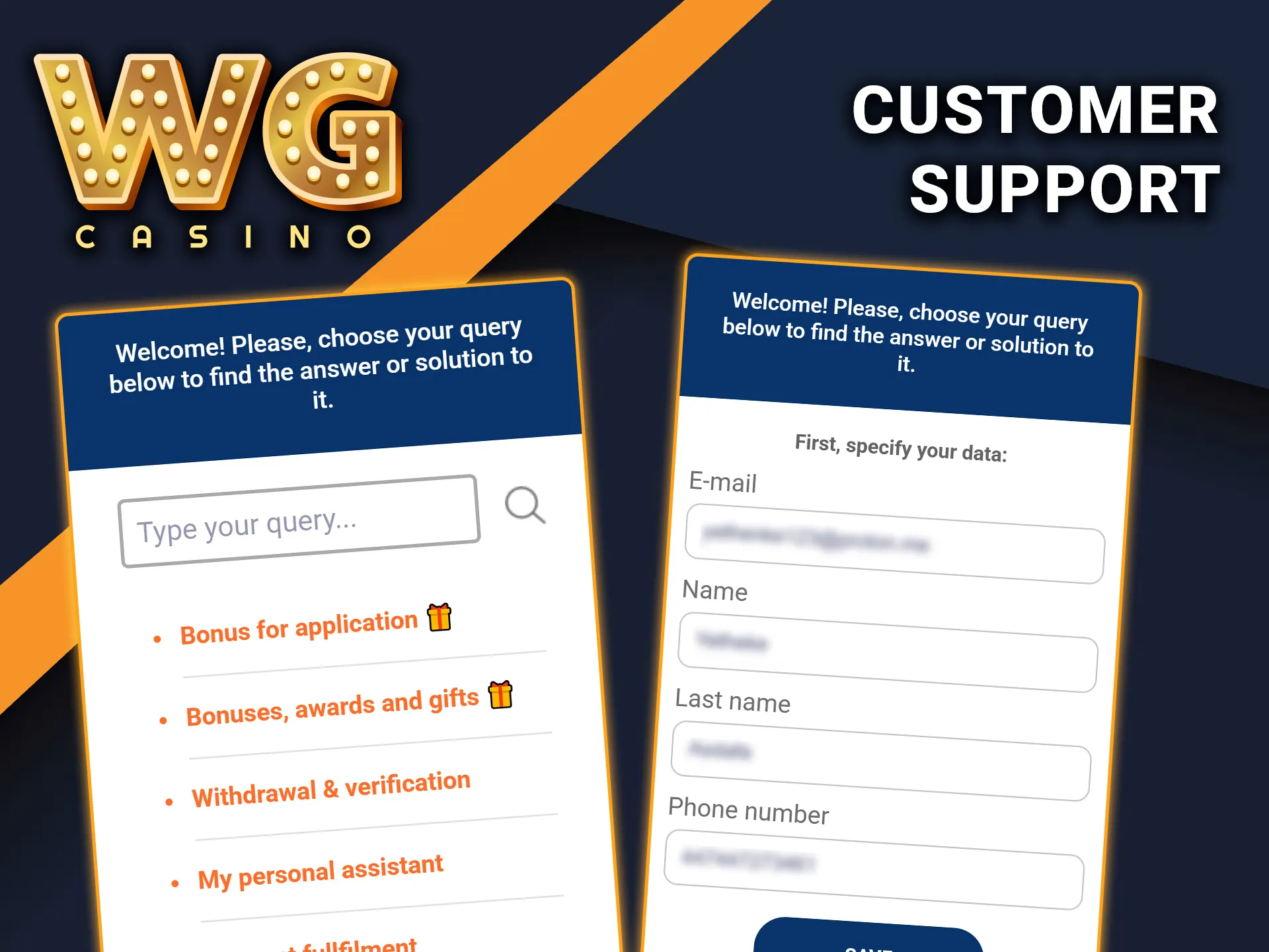 Find out how the support service works at WG Casino.