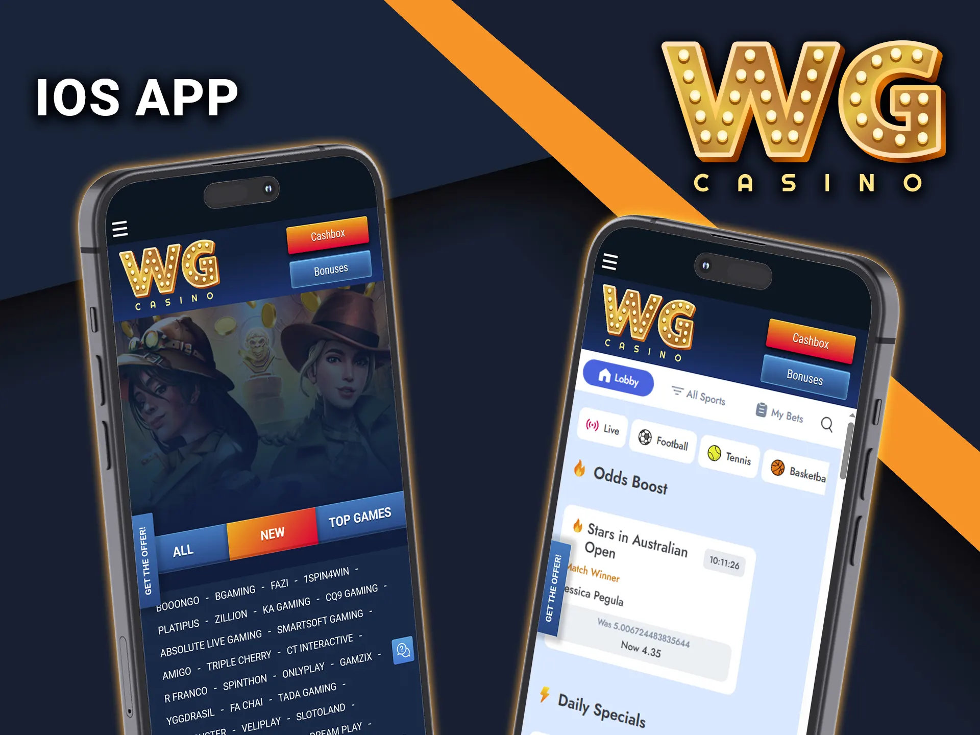Download the iOS app and create an account at WG Casino.