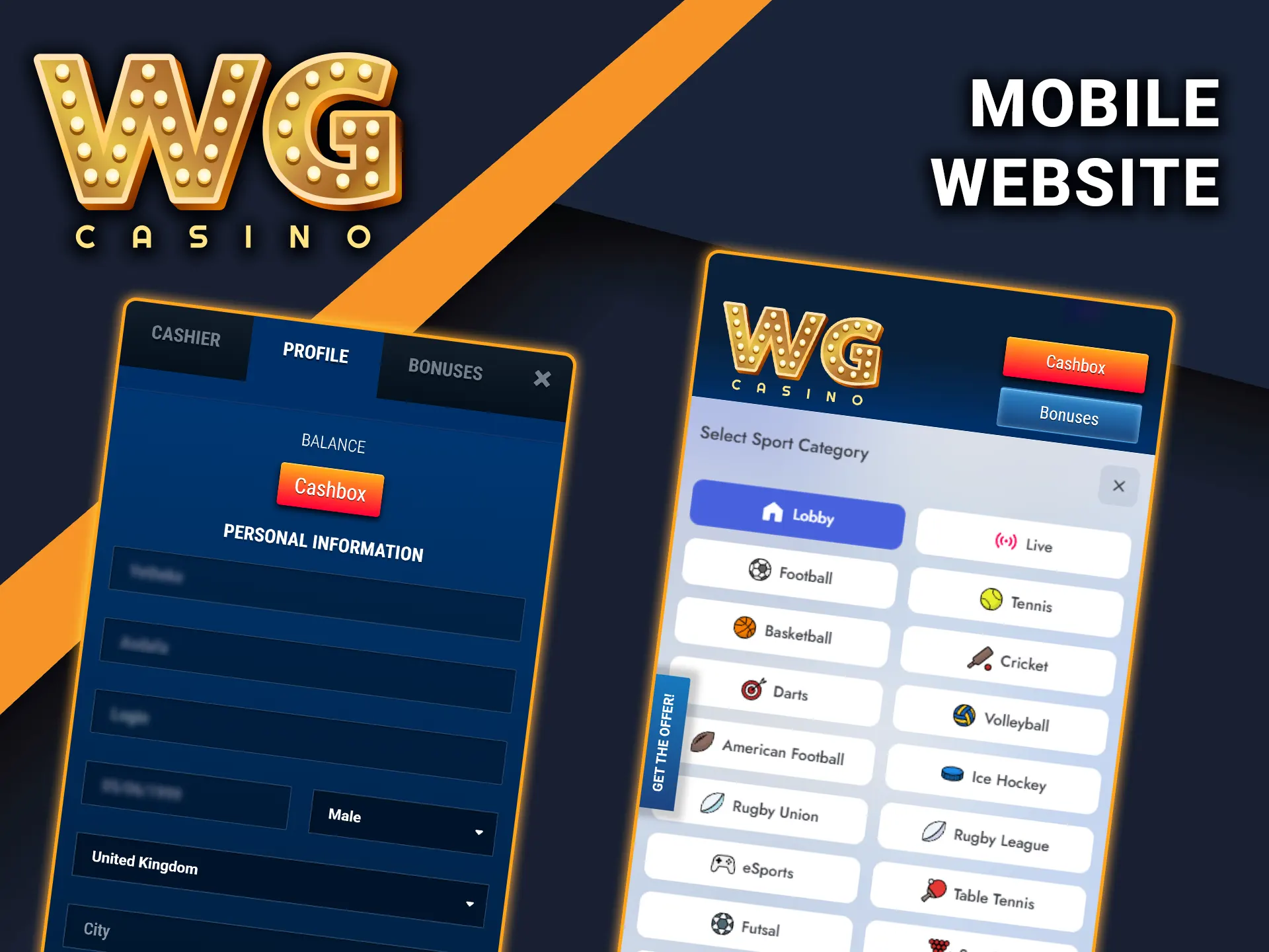 Play on the WG Casino mobile site from any device.