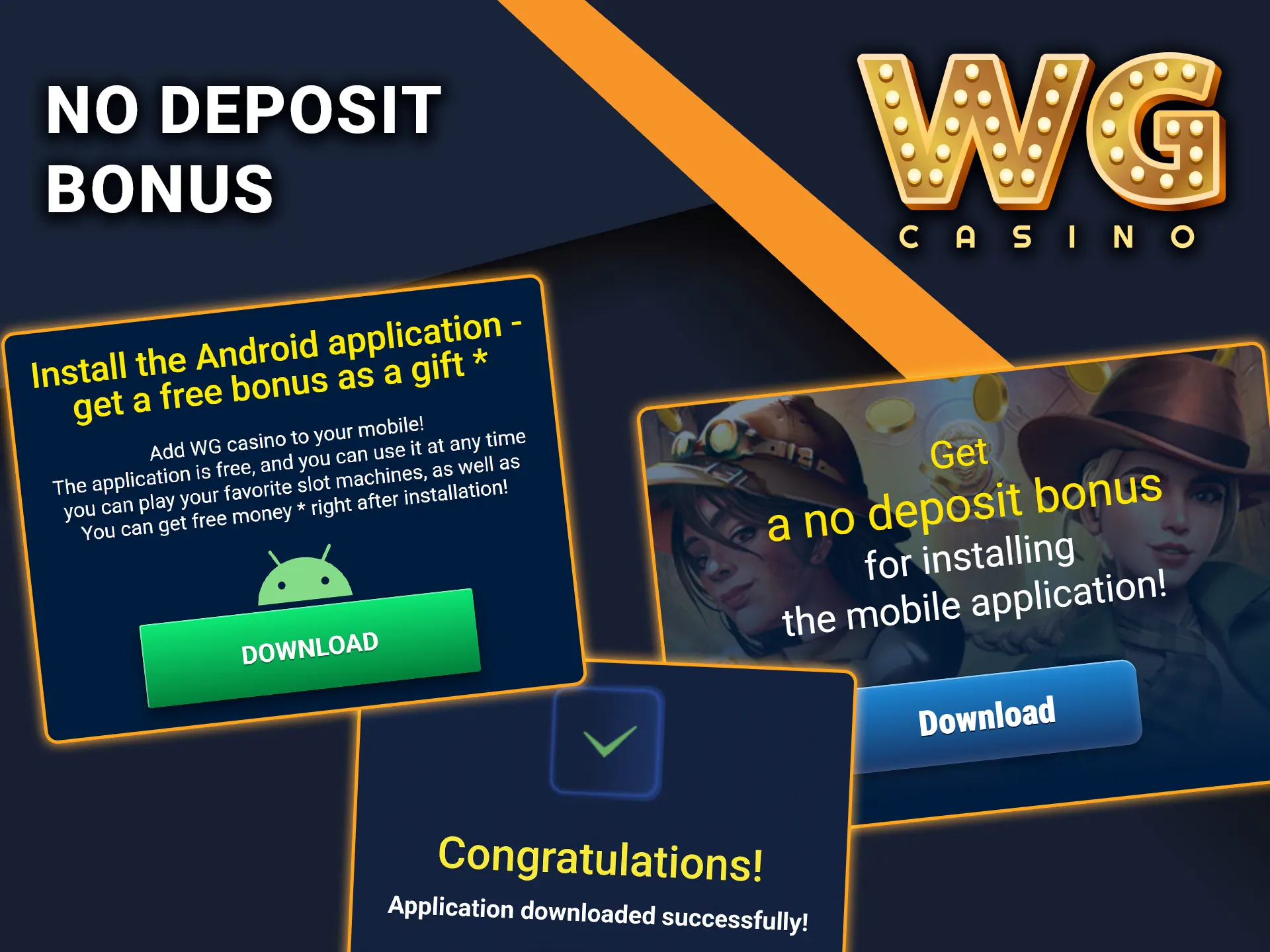 Get a no deposit bonus at WG Casino.