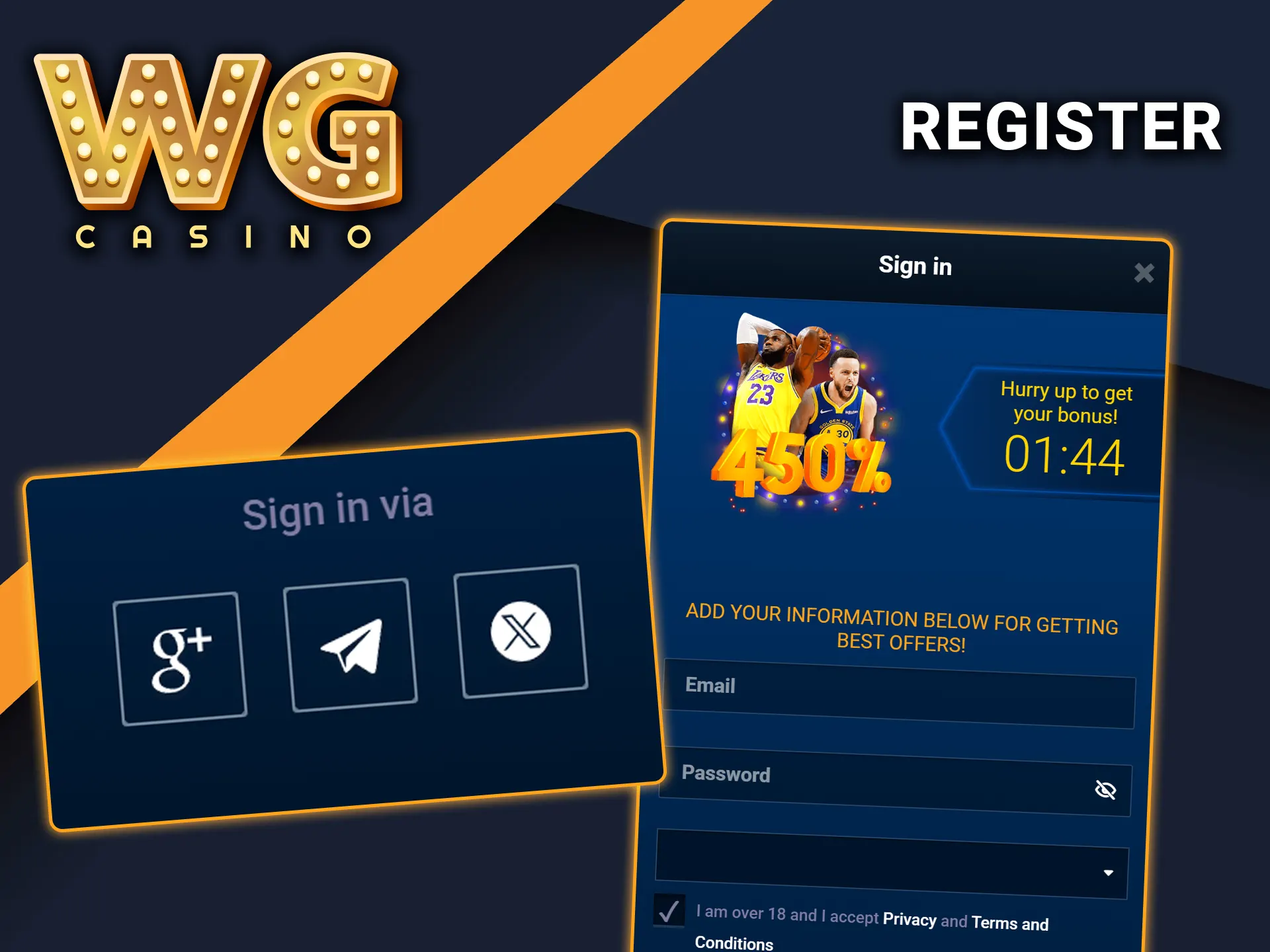 Register and start playing at WG Casino.